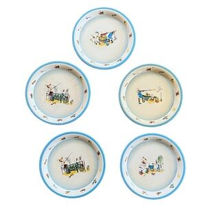 Vintage Daher Tin Plate Set of 5 Made In Holland Front & Center